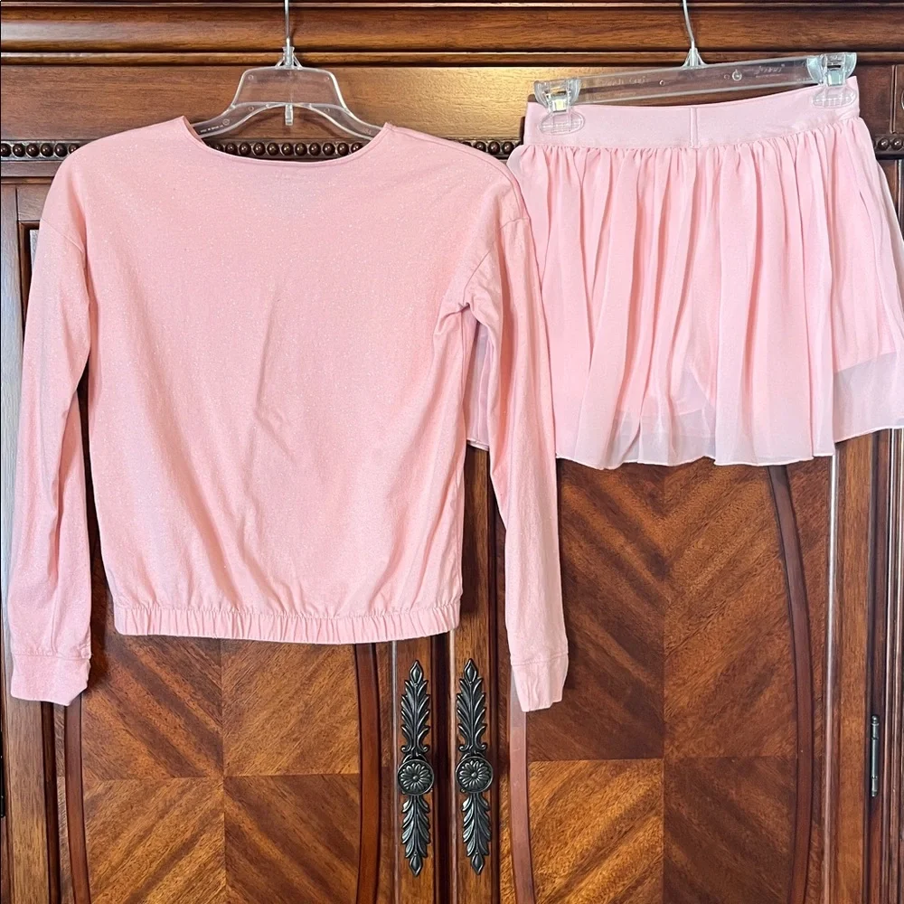 Carter's Pink Glitter V-Neck Ballet Top and Pink Ballet Skort